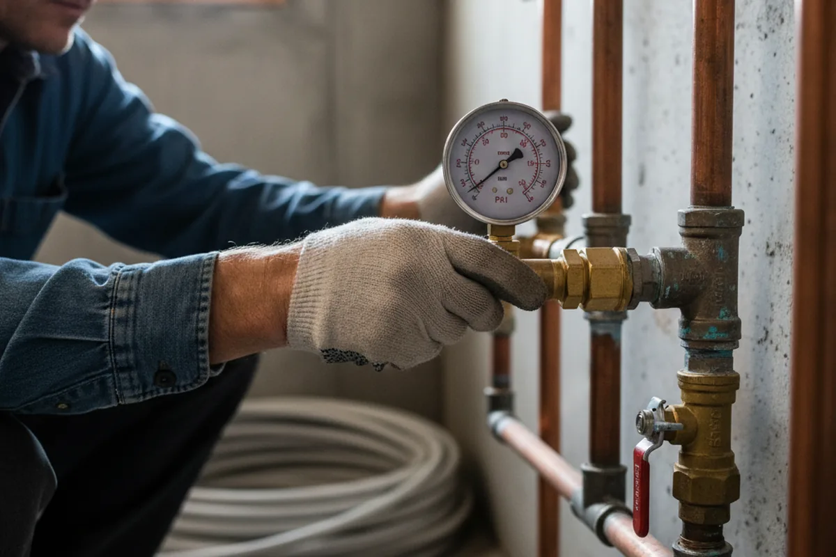 Pressure testing a repaired line during Water Line Repair in Port Tobacco